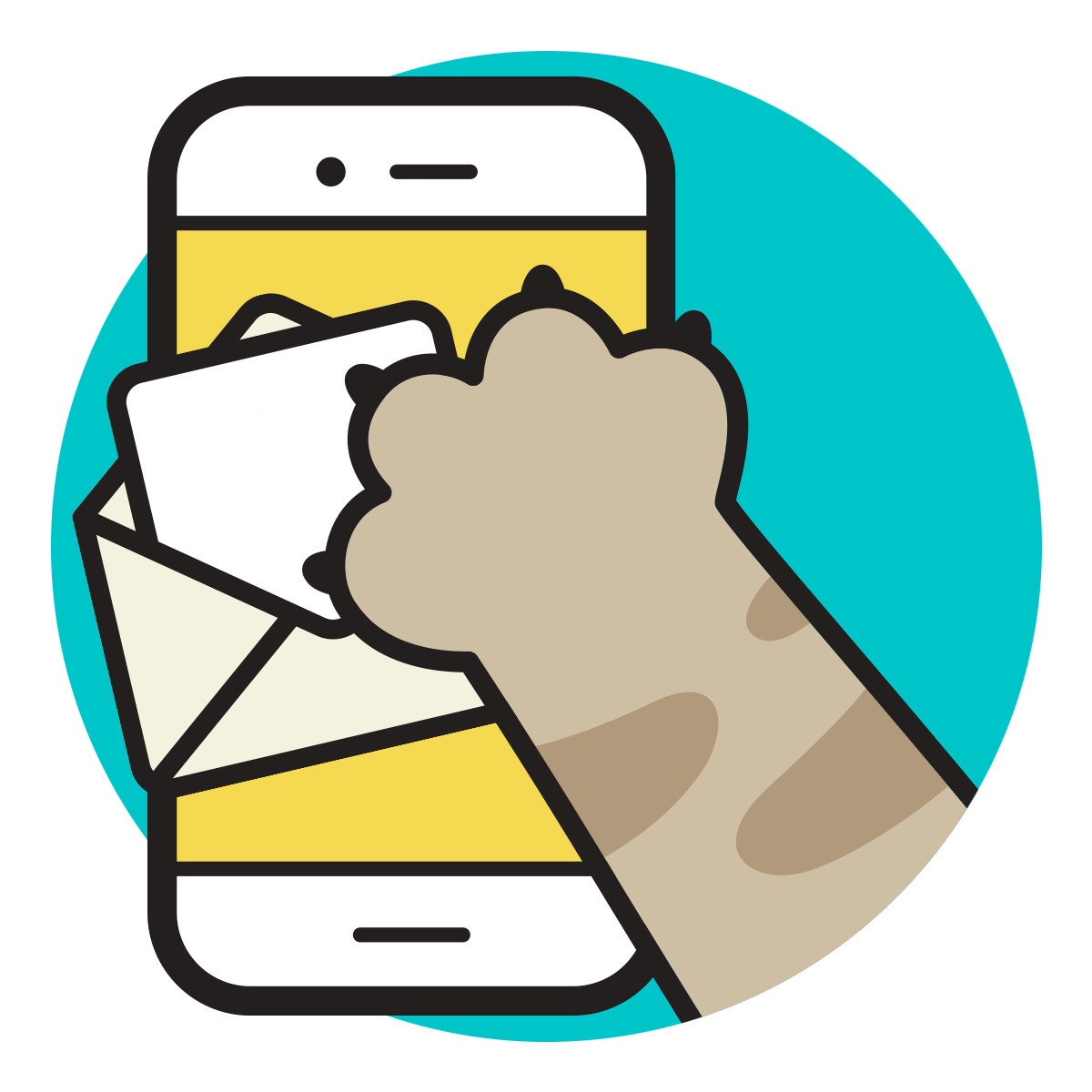 cat paw on phone email