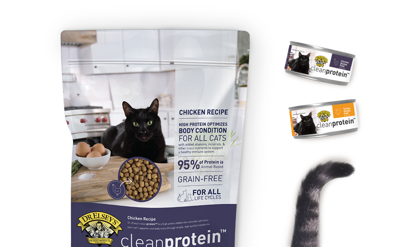 Dr. Elsey’s cleanprotein™ Cat Food feed protein, not plants